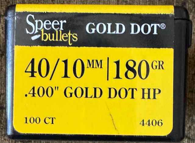 Speer .40/10mm 180gr Gold Dot Reloading Bullets