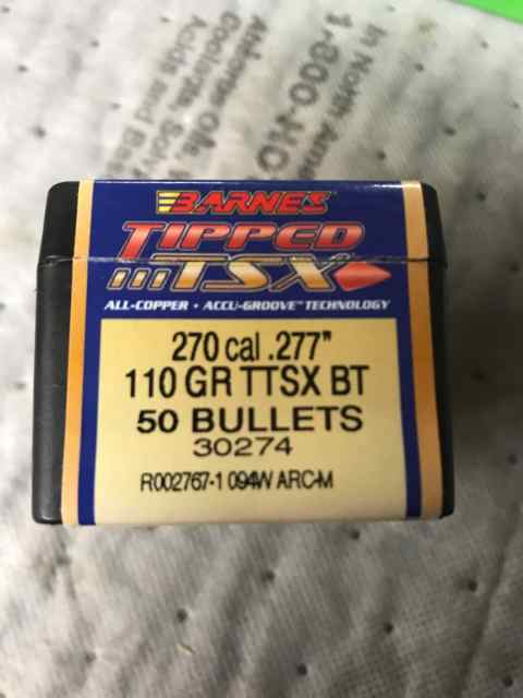 Barnes TTSX .270/.277 dia. 110gr. bullets