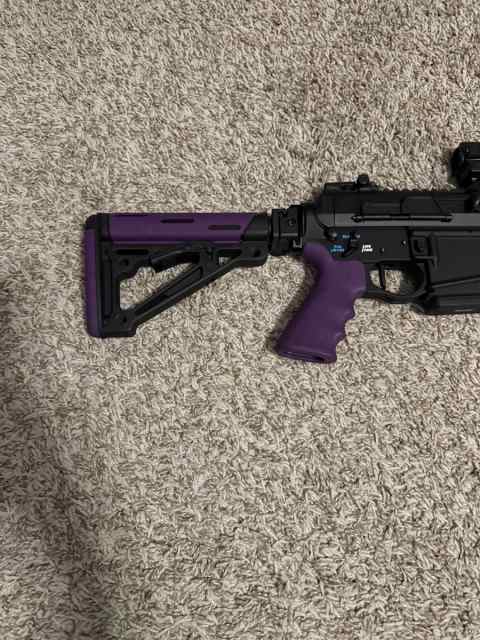 Purple Hogue AR-15 Stock and Pistol Grip
