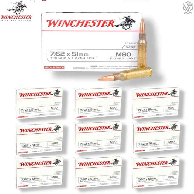 Winchester 7.62 X 51mm NATO 149-Grain Ammunition 100Rds + MAGPUL PMAG25 LR/SR Gen M3 Window