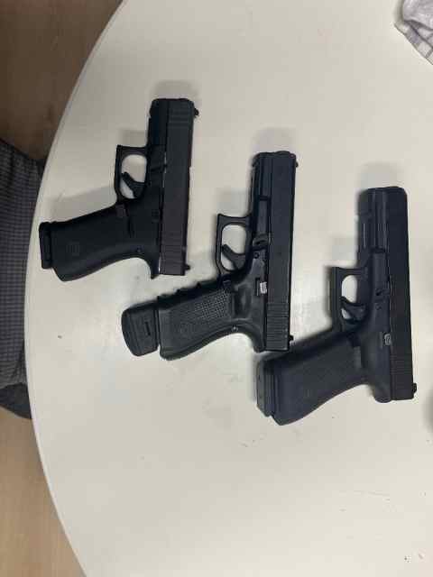 3 Glocks G17 Gen5, G19 Gen4 G43X MOS